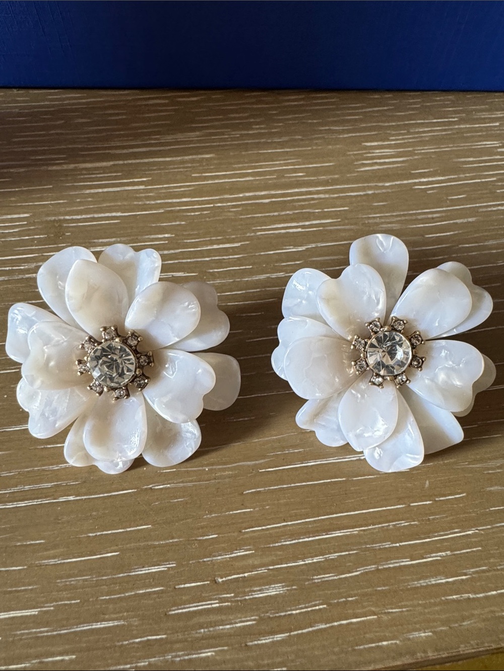 J. Crew White Mother-of-Pearl Flower Clip-On Earrings